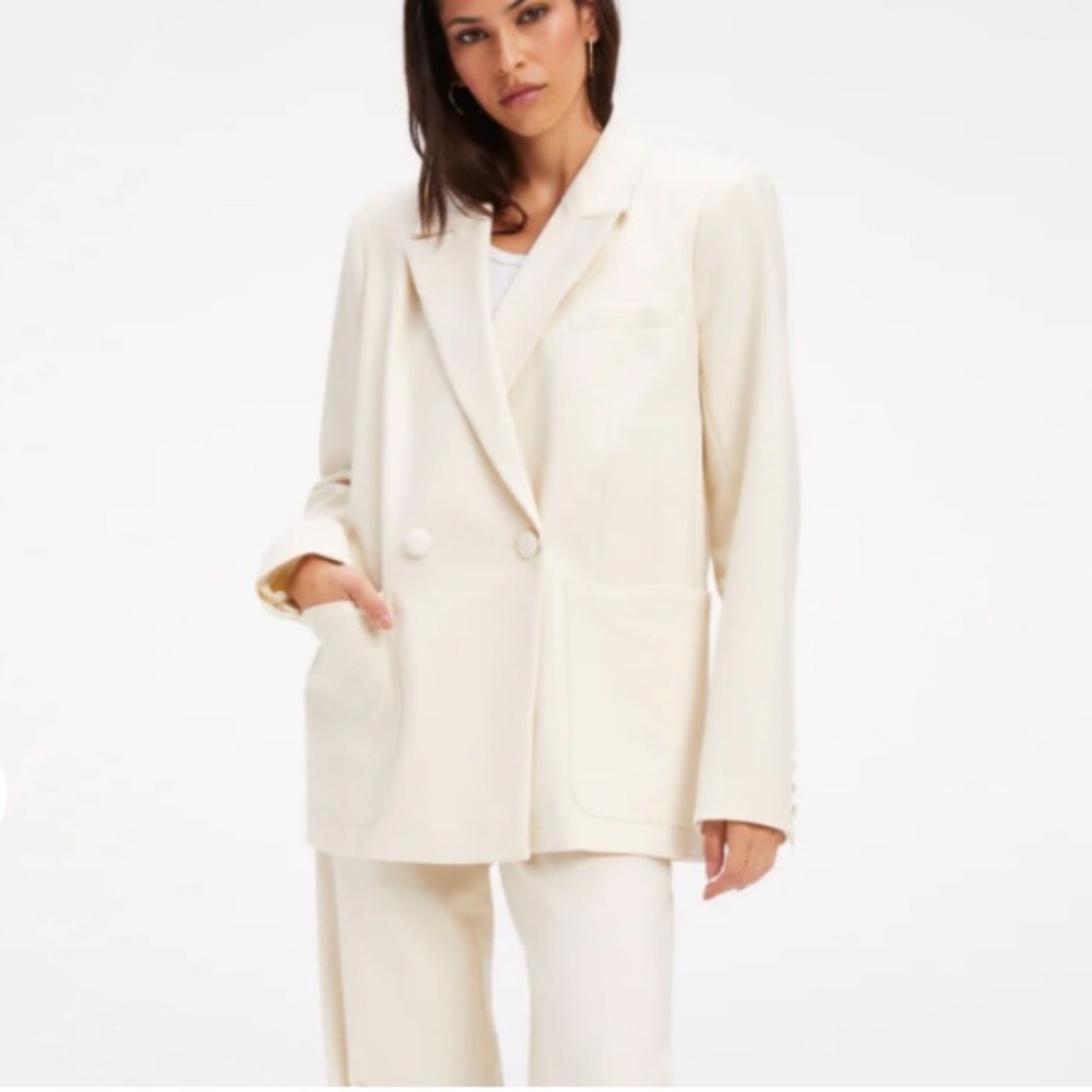Good American woven blazer 2 (M) cream